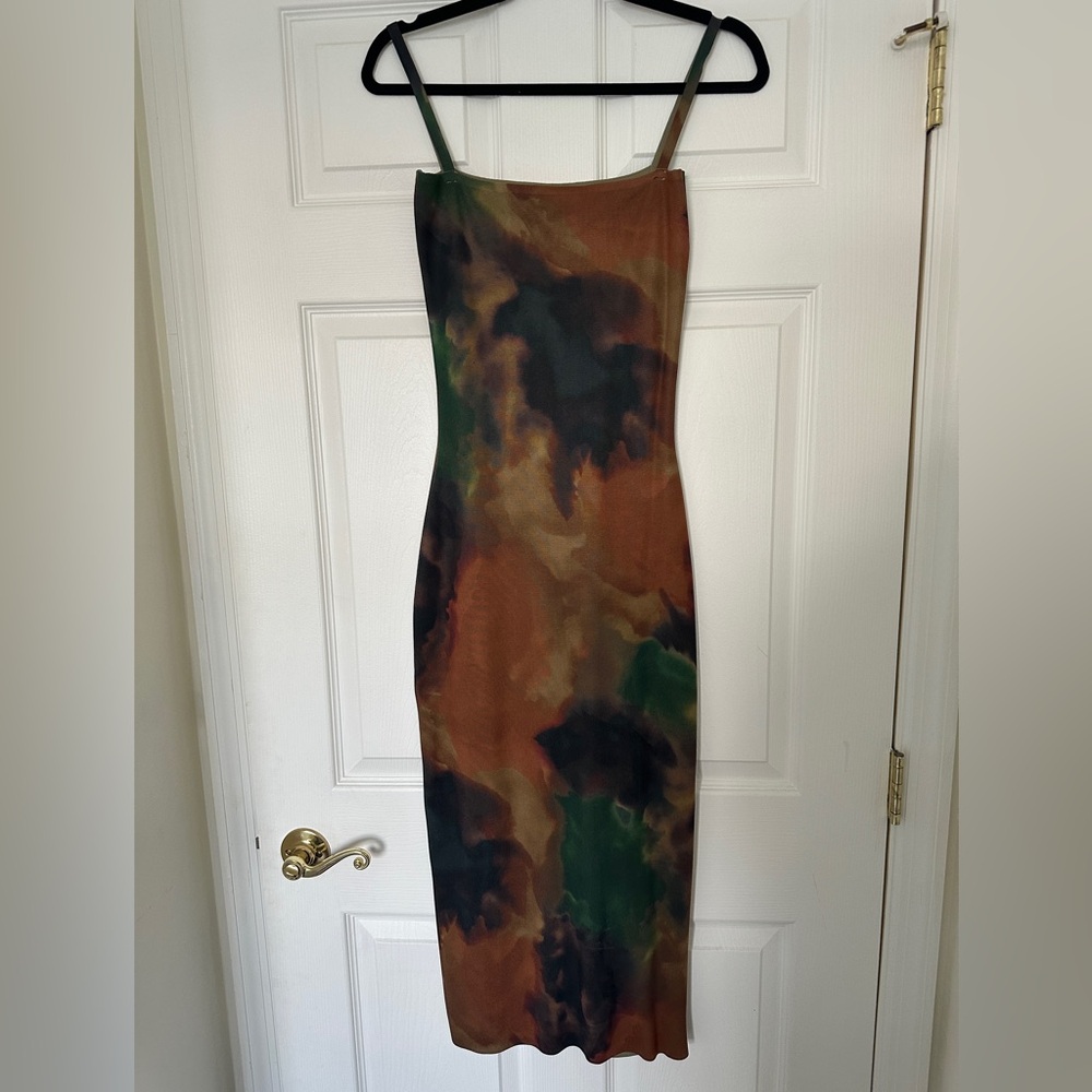 Zara Multicolor Print Spaghetti Strap Dress